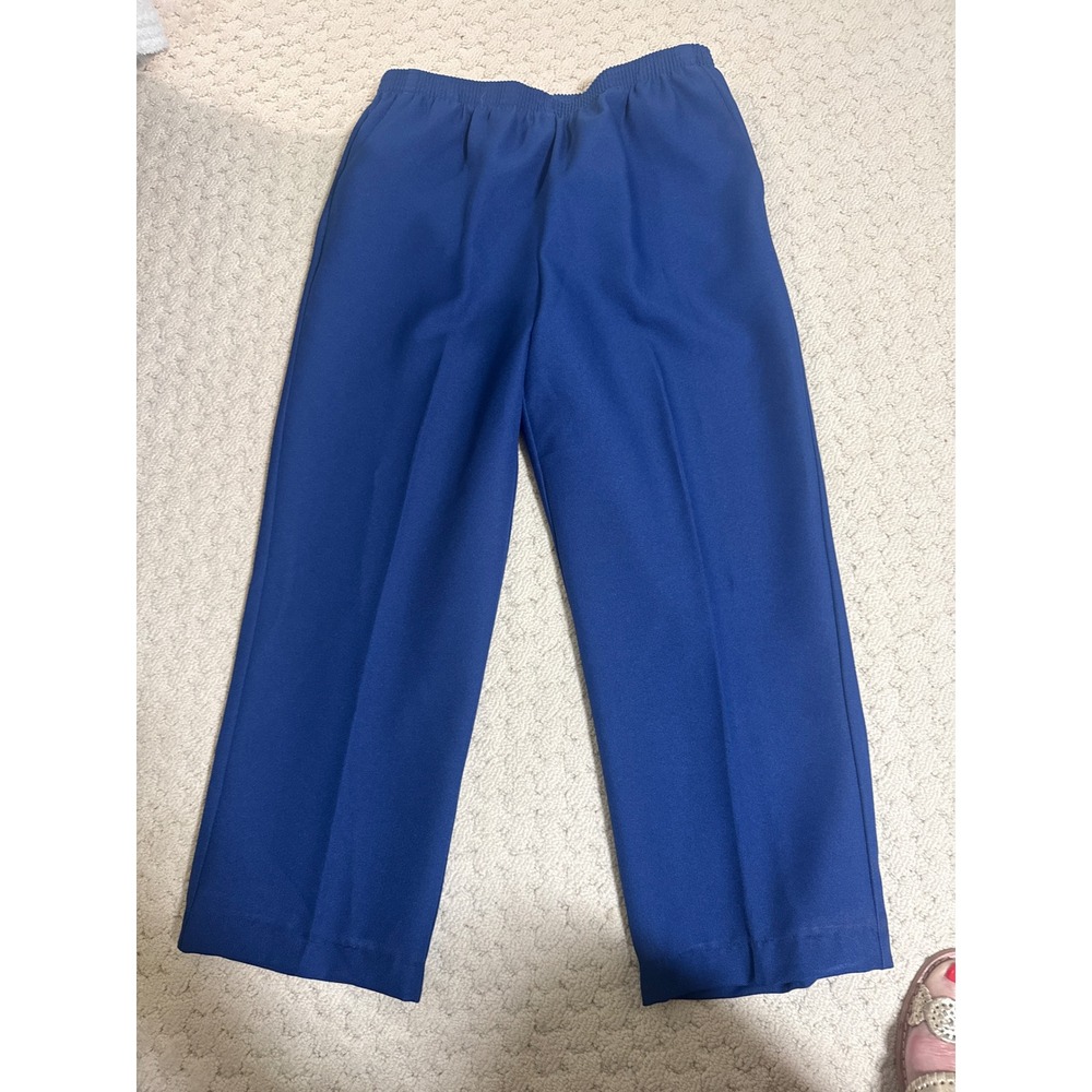 Alfred Dunner Womens 12P Royal Blue Elastic Waist Straight Leg Pants Petite